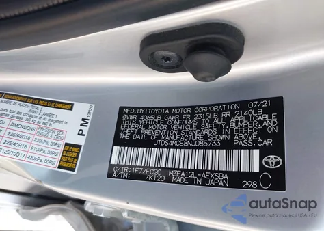 2022 Toyota Corolla Se из США, поврежденный, VIN JTDS4MCE8NJ085733